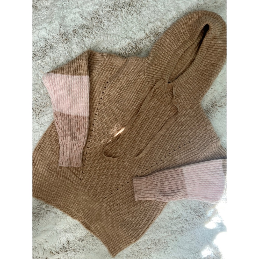FRNCH Brown and Pink Hooded Sweater